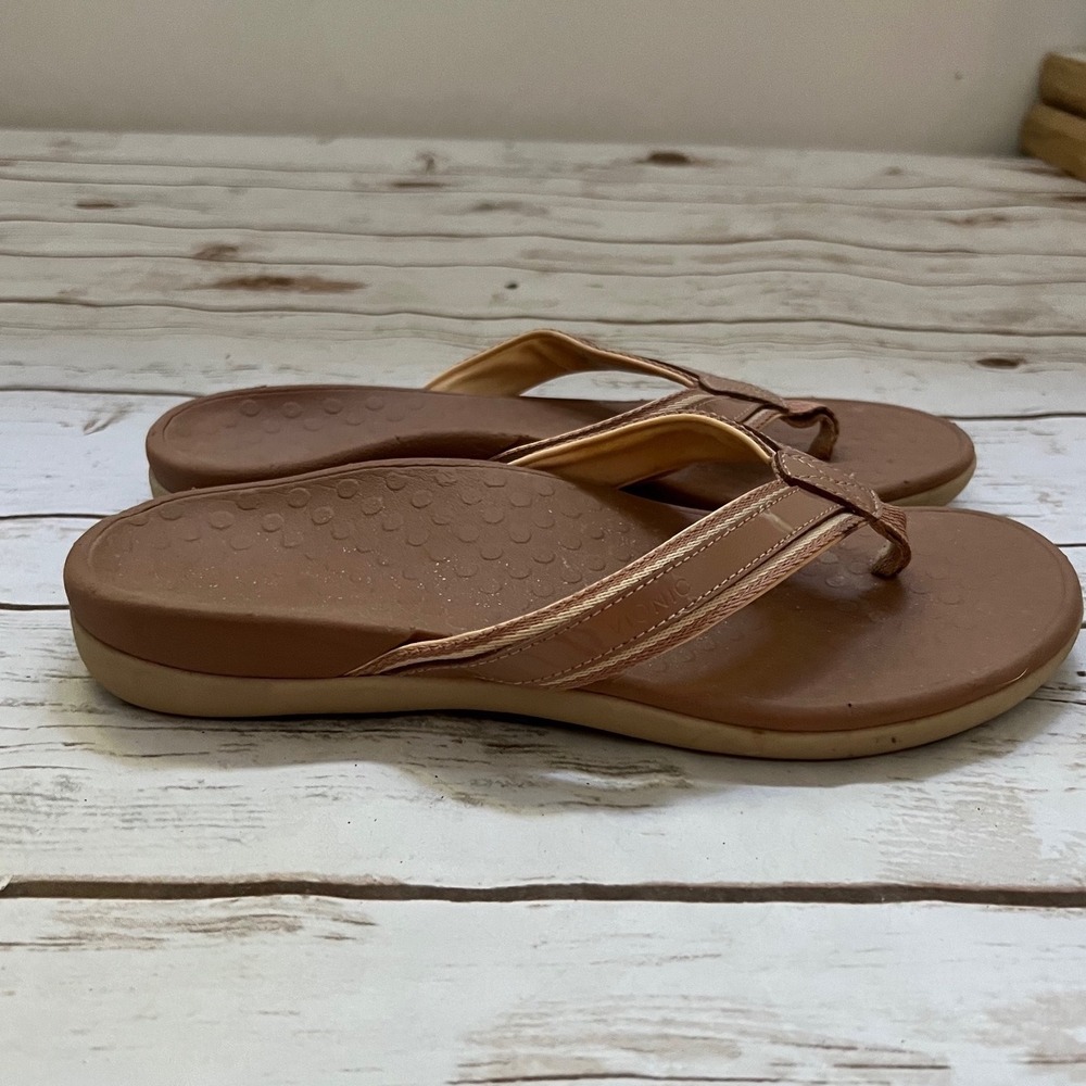 Vionic Tide Sport Sandals Tan Brown Orthotic Flip Flop 9